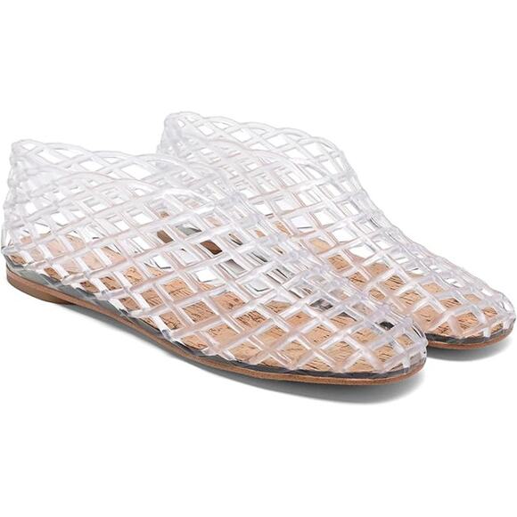 New Womens Size 10 Clear Jelly Slide On Low Heel Sandals Mesh Sandals Shoes - Picture 2 of 6